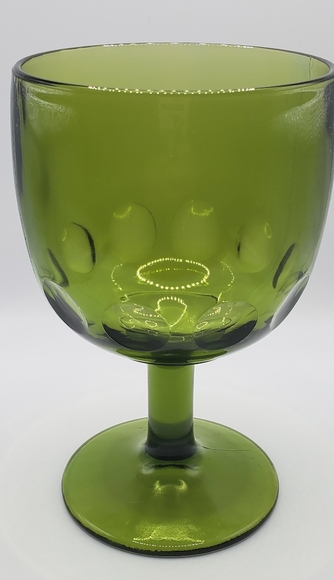 Goblet green vintage cup glass Bartlett Collins thumbprint - Picture 1 of 4